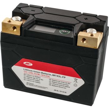 Lithium-Ionen Batterie JMTX5L-FP 12V 19,2 Wh, inkl. eingebauter Lade-Kontrollanzeige, Gewicht 0.4kg (ersetzt YTX4L-BS/YTX5L-BS)