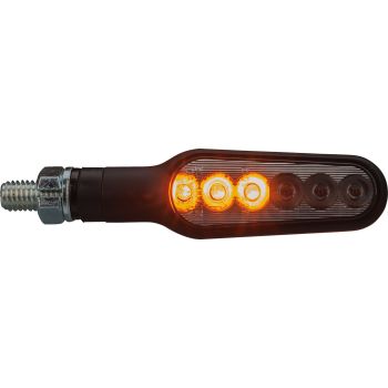 Daytona LED-Blinker 'Stellar', blinkt mit dynamischem Wischeffekt, Gehäuse Metall schwarz, Abm. ca. 80x22x16mm, e-geprüft, M8 Gewinde, 1 Paar