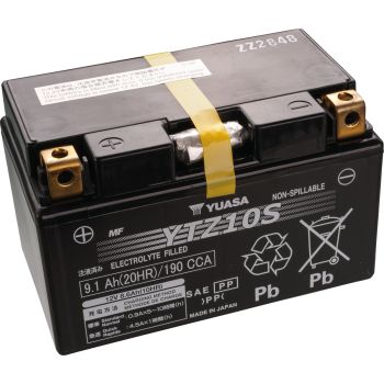 AGM-Batterie YUASA 12V, wartungsfrei befüllt, auslaufsicher durch AGM-Technologie (Glasfaservlies), Typ YTZ10S