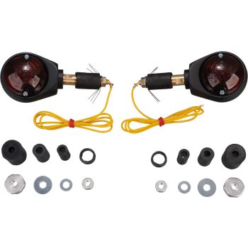 Ochsenaugen-Blinker-Set matt-schwarz, 1 Paar, getönte Gläser, e-Prüfzeichen, 12V/21W Halogenlampe (Ersatzleuchtmittel siehe Art. 41066)