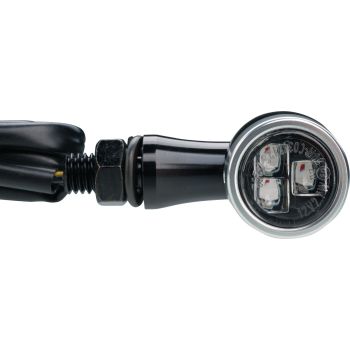 LED-Blinker »Convertible« Metallgehäuse mit austauschbarem Ring, Abm. ca. 37x37 mm, Durchmesser 22mmm, M8-Bolzen, Klarglas, e-geprüft, 12V 2,7W, 1 Paar