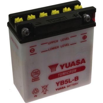 Batterie YUASA 12V, Typ YB5L-B, trocken ungefüllt, benötigt 0,36l Batteriesäure (Säure nicht per Versand verfügbar)