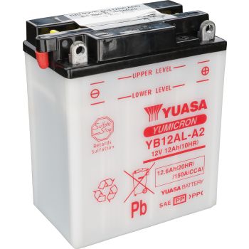 Batterie YUASA 12V (YB12AL-A2), trocken ungefüllt, benötigt 0,8l Batteriesäure (Säure nicht per Versand verfügbar)