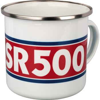 Nostalgie-Henkelbecher 'SR500', 300ml, weiß/rot/blau im Geschenkkarton, Emaille mit Metallrand (Handspülen empfohlen)