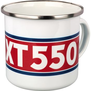 Nostalgie-Henkelbecher 'XT550', 300ml, weiß/rot/blau im Geschenkkarton, Emaille mit Metallrand (Handspülen empfohlen)