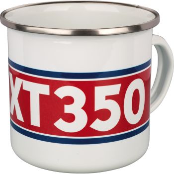 Nostalgie-Henkelbecher 'XT350', 300ml, weiß/rot/blau im Geschenkkarton, Emaille mit Metallrand (Handspülen empfohlen)