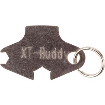 Schlüsselanhänger »XT-Buddy« Edelstahl, Werkzeug für Seitendeckel-Stiftbolzen, Sechskantschlüssel SW5,5mm Zündkontakt & SW8mm Batterie, Abm. ca. 43x28mm