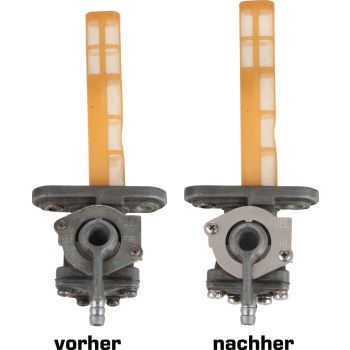 Benzinhahn Makeover-Kit 'Edelstahl' (10 St. Schrauben/Scheiben + Frontpanel, passend für den Benzinhahn mit ZWEI Membranen)