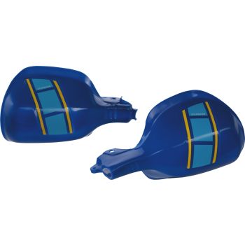 Stilmotor-Handschalen >80s-Style<, blau, inkl. Aufkleber hellblau/gelb, 1 Paar (New Old Stock)