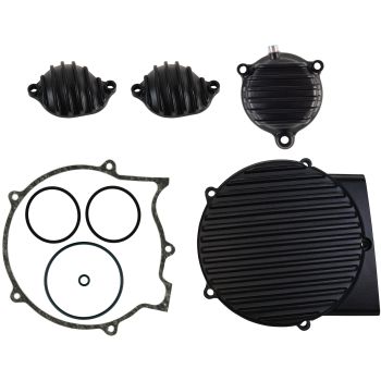 ViRace Complete Cover-Set, black (Generator Cover, Oil Filter Lid, 2x Valve Cover, all O-rings/Gaskets)