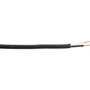 2-Pol. Rund-Kabel mit PVC-Außenmantel, 1 lfd. Meter, je 0.75qmm, schwarz, Außendurchmesser 4.8mm, Einsatzbereich -40° bis 70°C