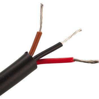 3-Pol. Kabel, 1 lfd. Meter, je 0.22qmm, farbig codiert, mit Öl- und UV-beständigem PVC-Mantel, schwarz, Außendurchmesser 4.2mm