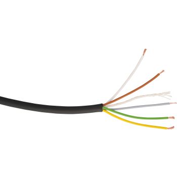 5-Pol. Kabel, 1 lfd. Meter, je 0.25qmm, farbig codiert, mit Öl- und UV-beständigem PVC-Mantel, schwarz, Außendurchmesser 4.8mm