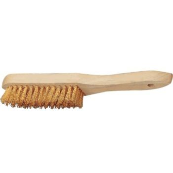 Drahtbürste, Messing gewellt 0,30mm, 4-reihig, mit Holzgriff ca. 28 cm