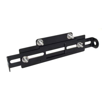 Universal-Kennzeichenhalter Alu schwarz eloxiert inkl. Blinkerhalter, Abm. Grundplatte 185x65mm, Breite Blinker- Befestigung ca. 190-270mm