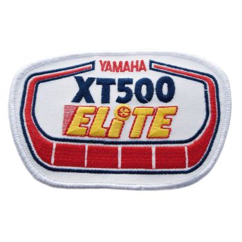 Vintage-Aufnäher 'XT500 Elite' 11,5x8cm (circa-Maße), rot/blau/gelb auf weiß