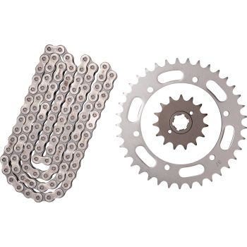 XW-Ring Kettensatz inkl. 15Z Ritzel grobverzahnt, 37Z Kettenblatt, OFFENE RK520XRE-Kette mit 104 Gliedern, Hohlniet- und Clipschloss