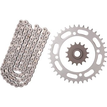 XW-Ring Kettensatz inkl. 15Z Ritzel feinverzahnt, 39Z Kettenblatt, OFFENE RK520XRE-Kette mit 102 Gliedern, Hohlniet- und Clipschloss