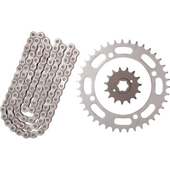 XW-Ring Kettensatz inkl. 15Z Ritzel grobverzahnt, 39Z Kettenblatt, OFFENE RK520XRE-Kette mit 102 Gliedern, Hohlniet- und Clipschloss