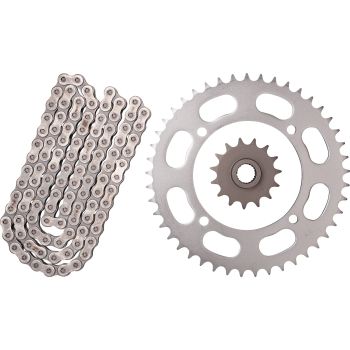 XW-Ring Kettensatz inkl. 15Z Ritzel feinverzahnt, 45Z Kettenblatt, OFFENE RK520XRE-Kette mit 106 Gliedern, Hohlniet- und Clipschloss