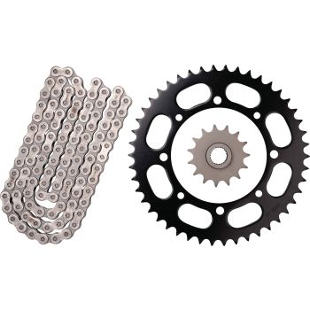 XW-Ring Kettensatz inkl. 15Z Ritzel, 46Z Kettenblatt, OFFENE RK520XRE-Kette mit 110 Gliedern, Hohlniet- und Clipschloss