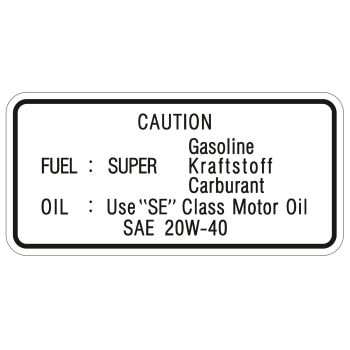 Service-Aufkleber, FUEL-OIL (SUPER, 20W-40)