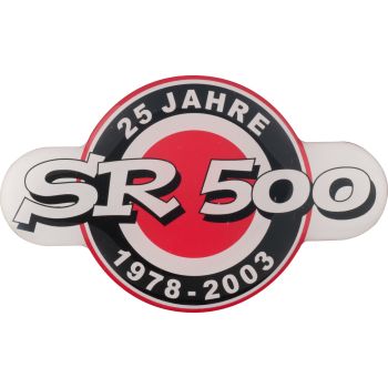 25 Jahre SR500 Jubiläums-Emblem schwarz/rot, ca. 85x50mm selbstklebend, 1 Stück