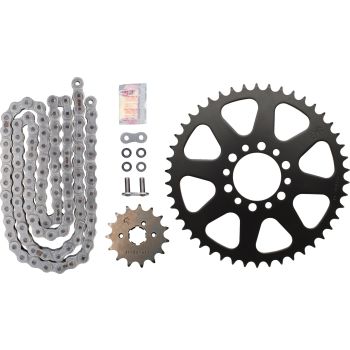 XW-Ring Kettensatz inkl. 15Z Ritzel, 46Z Kettenblatt, OFFENE RK520XRE-Kette mit 98 Gliedern, Hohlniet- und Clipschloss