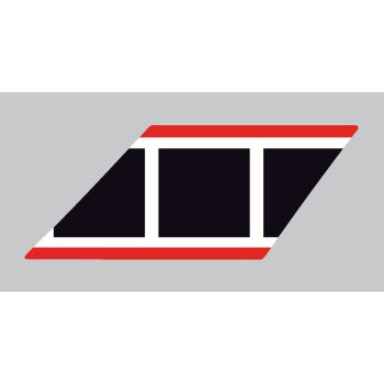 Kotflügel-Dekor schwarz/weiß/rot, 1 Stück (Dekorvorlage = Typ 43F, Fahrzeuggrundfarbe schwarz)
