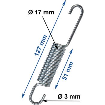 Universal-Feder verzinkt, Abm. ca. 127mm Länge, 3mm Drahtstärke, 17mm Außendurchmesser, 51mm Wicklungslänge