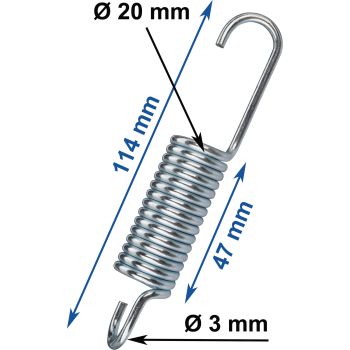 Universal-Feder verzinkt, Abm. ca. 114mm Länge, 3mm Drahtstärke, 20mm Außendurchmesser, 47mm Wicklungslänge