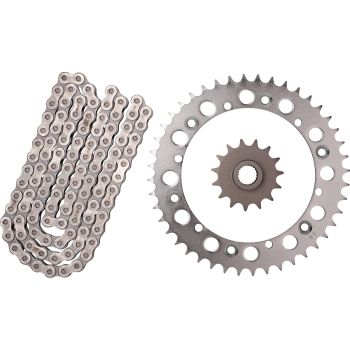 XW-Ring Kettensatz inkl. 15Z Ritzel feinverzahnt, 44Z Kettenblatt, OFFENE RK520XRE-Kette mit 112 Gliedern, Hohlniet- und Clipschloss