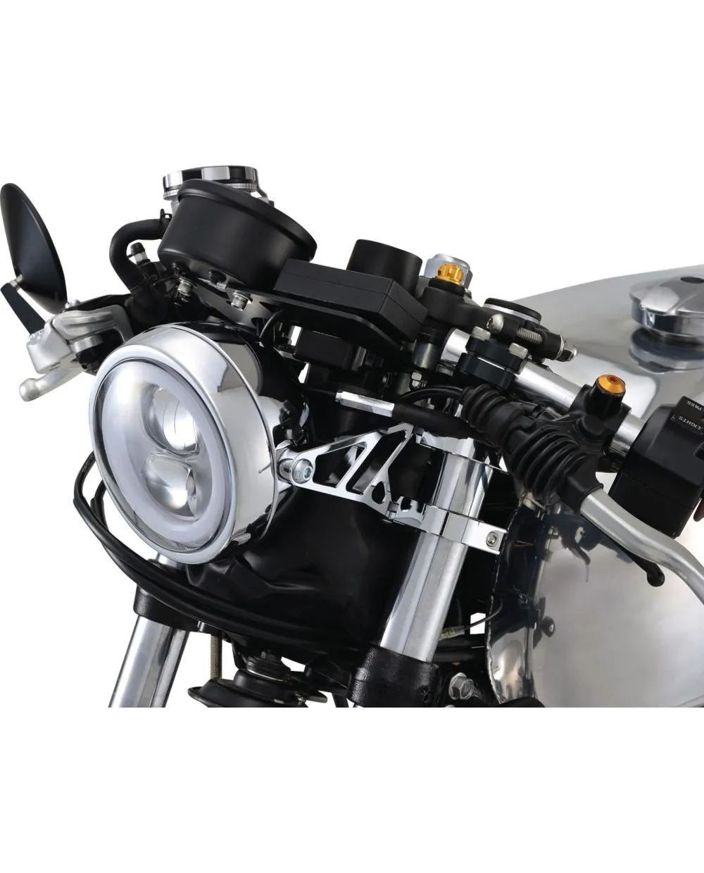 'Capsule' LED-Scheinwerfer 4,5'/120mm, chrom, e-geprüft, Abm. ca.  135x100mm, Stand- (Angel-Eye), Abblend- und Fernlicht, Befestigung seitlich